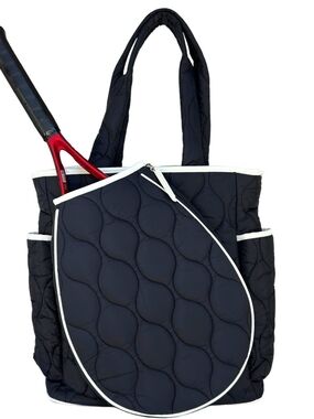 Park Ave Tennis Convertible Bag/Backpack Quilted Navy w/ Racket/paddle Sleeve